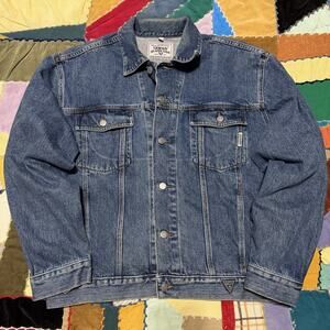Vintage 90s Guess Medium Washed Denim Trucker Jacket Large